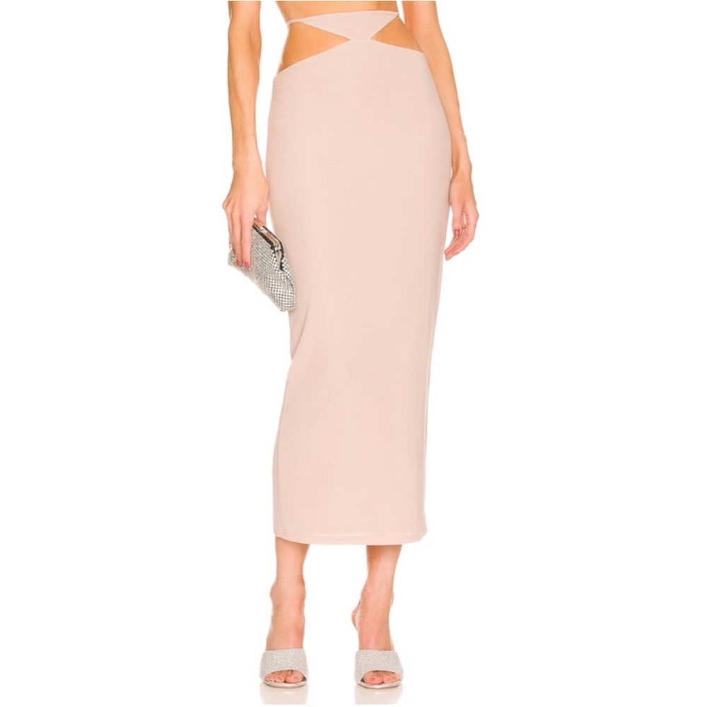 H:ours Adara‎ Cut Out Skirt Nude Metallic Silver S